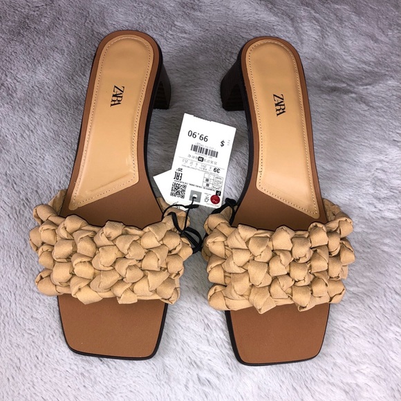 New!! Zara Heeled Woven Sandals Size: 8